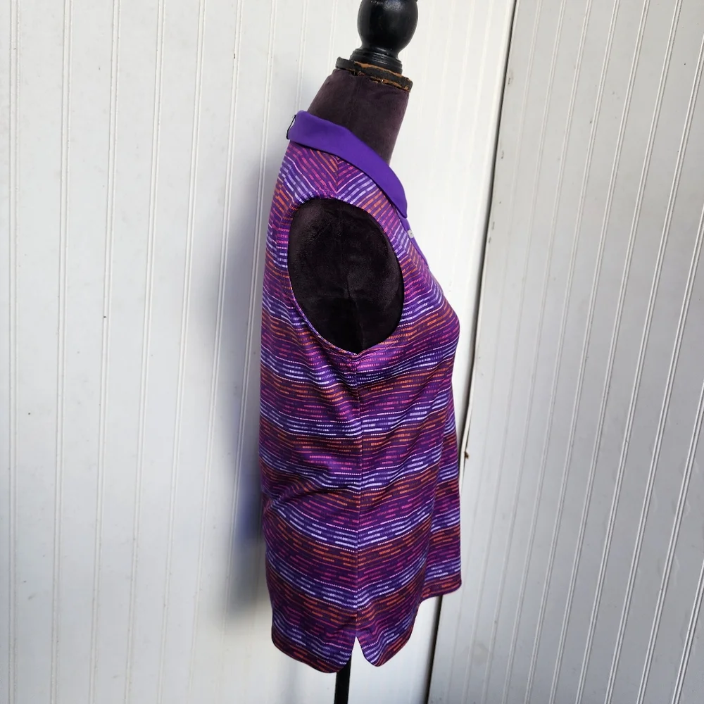 Puma Golf Sleeveless Polo Shirt Purple Striped Athletic DryCELL Top Womens Sz M - Picture 5 of 14